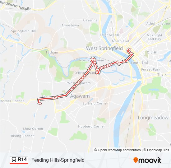 R14 bus Line Map