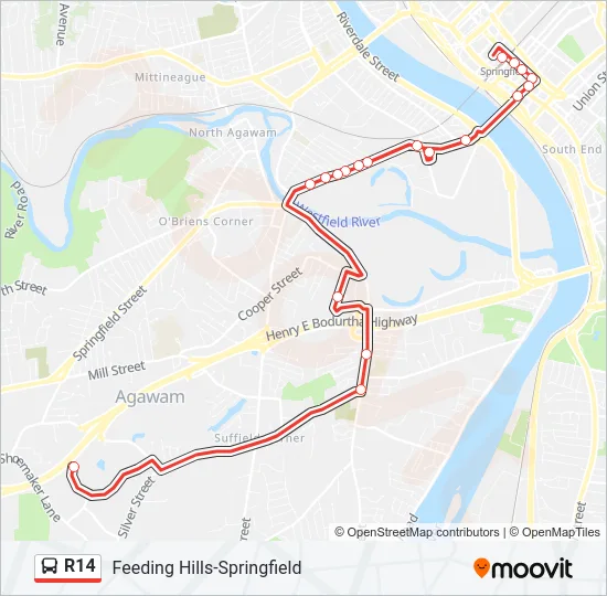 R14 Bus Line Map