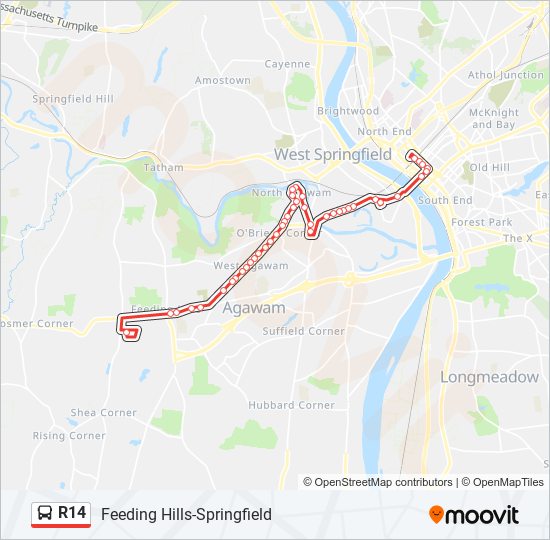 R14 bus Line Map