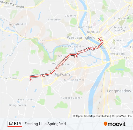 R14 bus Line Map