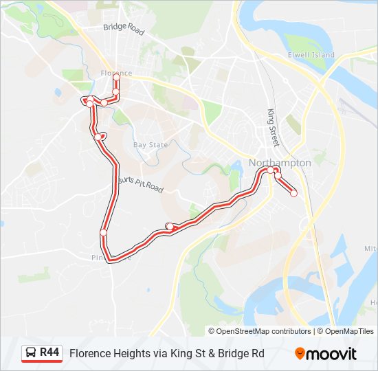 R44 bus Line Map