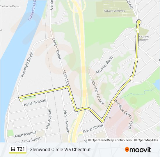 T21 bus Line Map