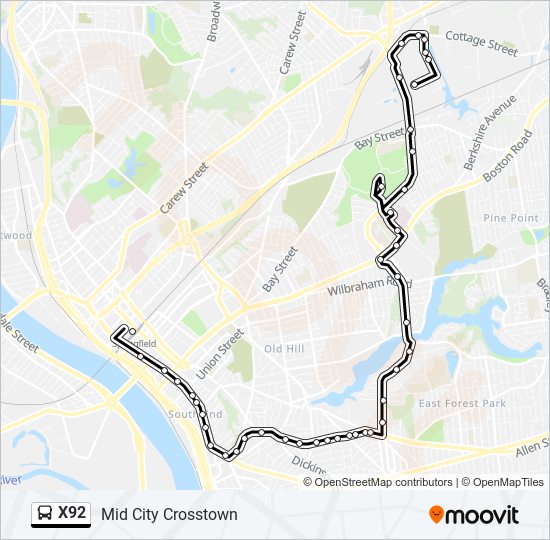 X92 Bus Line Map