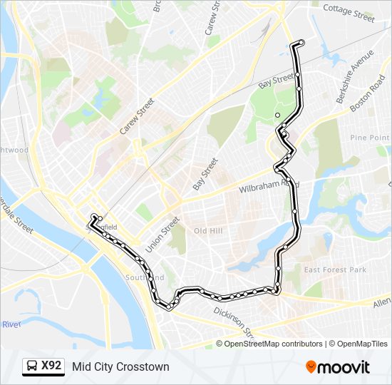 Mapa de X92 de autobús