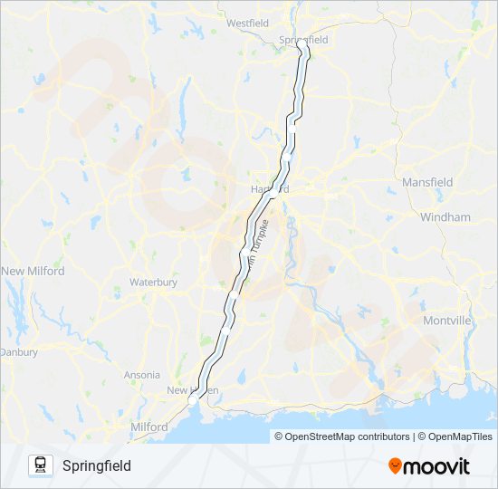 Mapa de AMTRAK HARTFORD LINE de tren