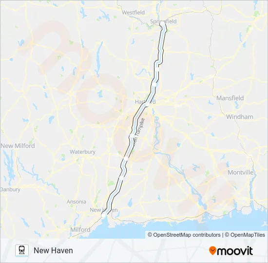 AMTRAK HARTFORD LINE Train Line Map