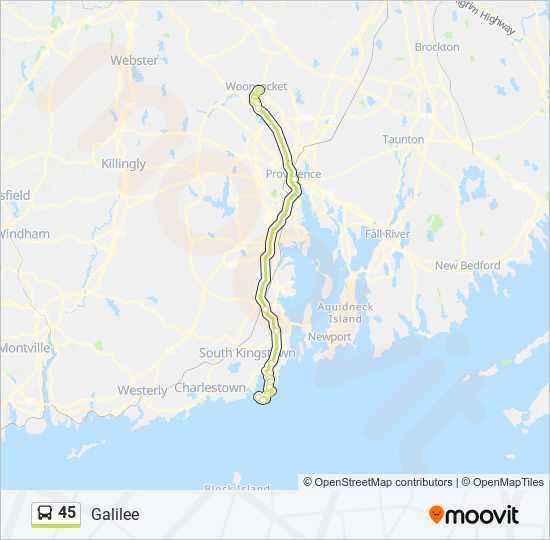 45 bus Line Map