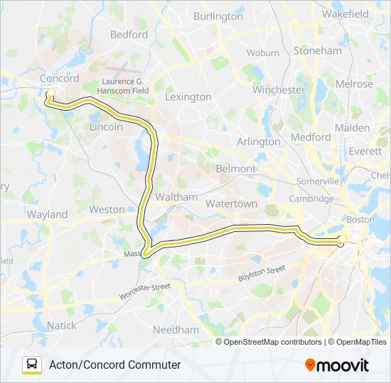 Mapa de ACTON/CONCORD COMMUTER de autobús