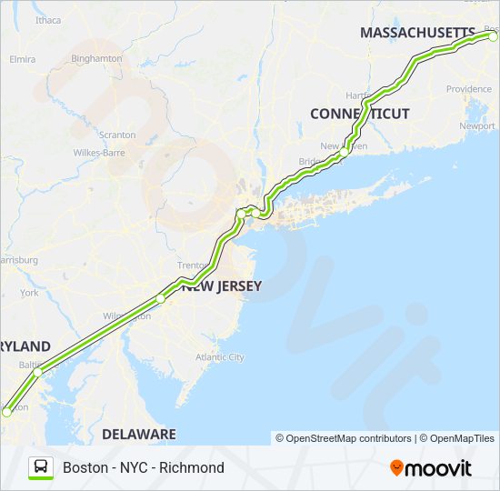 FLIXBUS N2605 bus Line Map