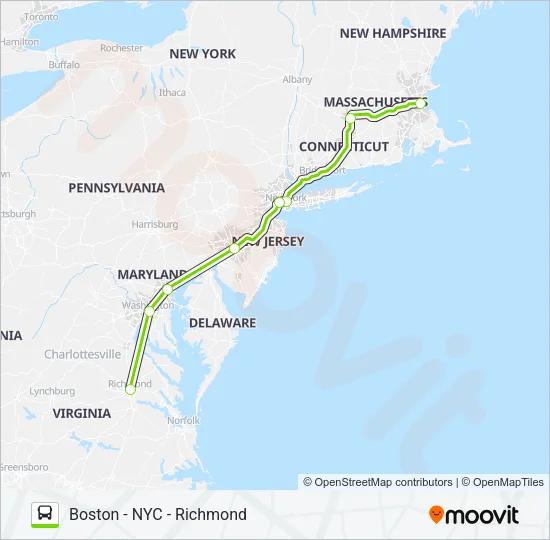FLIXBUS N2605 Bus Line Map