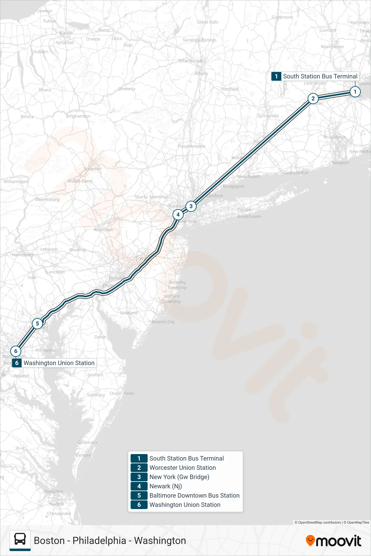 GREYHOUND US0235 bus Line (Washington Union Station) route and stops on a map