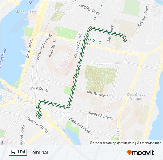 104 bus Line Map