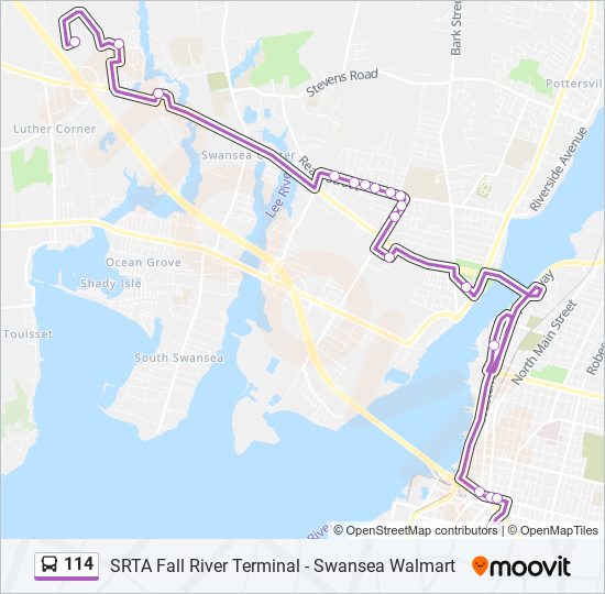 114 bus Line Map