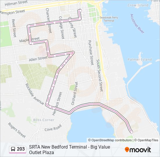 203 bus Line Map