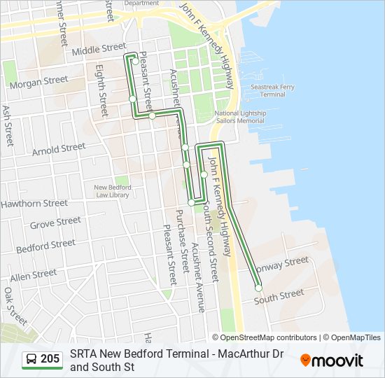 205 bus Line Map