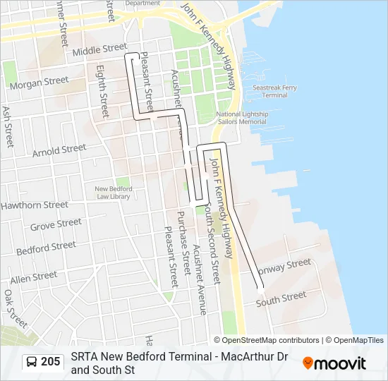 205 Bus Line Map
