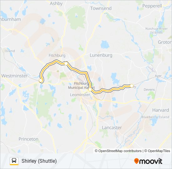Mapa de FITCHBURG LINE SHUTTLE de autobús