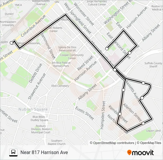 RUGGLES STATION SHUTTLE Bus Line Map