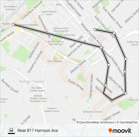 RUGGLES STATION SHUTTLE Bus Line Map