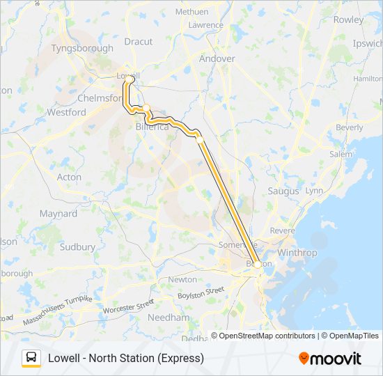 LOWELL LINE SHUTTLE Bus Line Map
