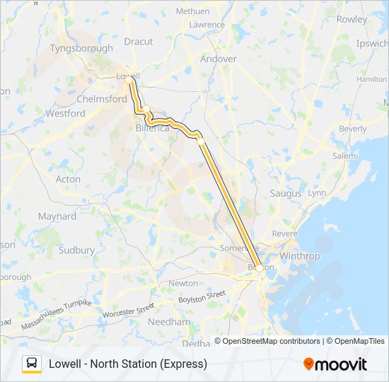 LOWELL LINE SHUTTLE Bus Line Map
