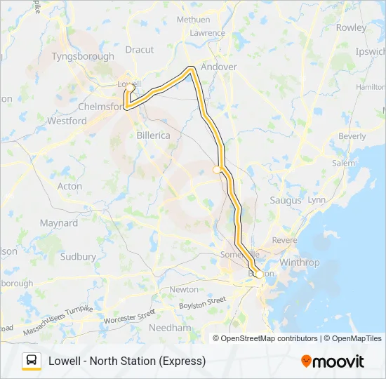 LOWELL LINE SHUTTLE Bus Line Map