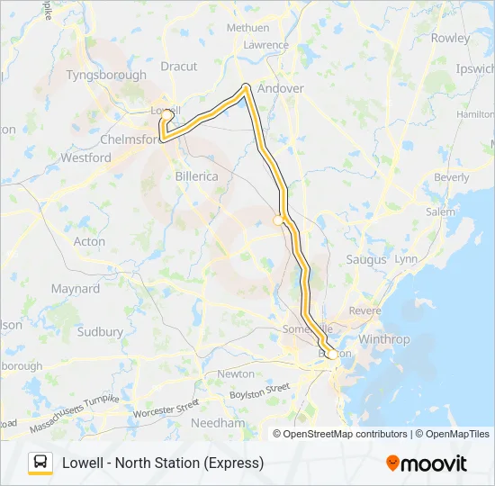 LOWELL LINE SHUTTLE Bus Line Map