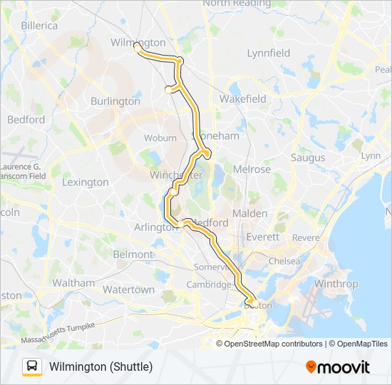 LOWELL LINE SHUTTLE Bus Line Map