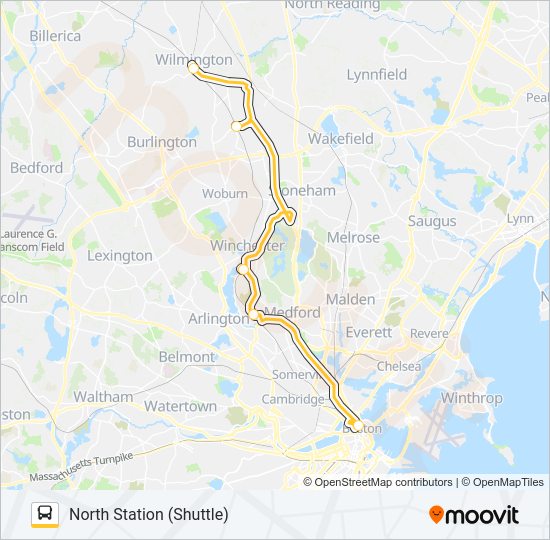 LOWELL LINE SHUTTLE Bus Line Map