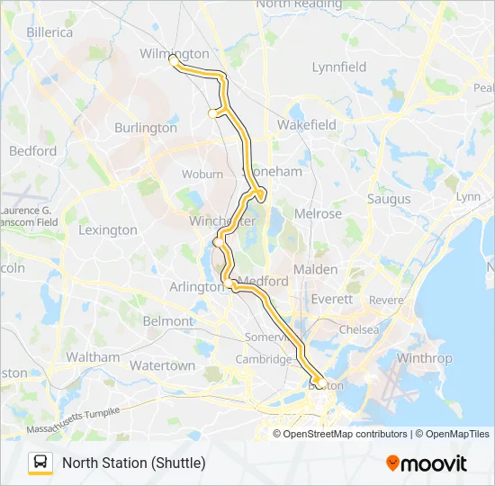 LOWELL LINE SHUTTLE Bus Line Map