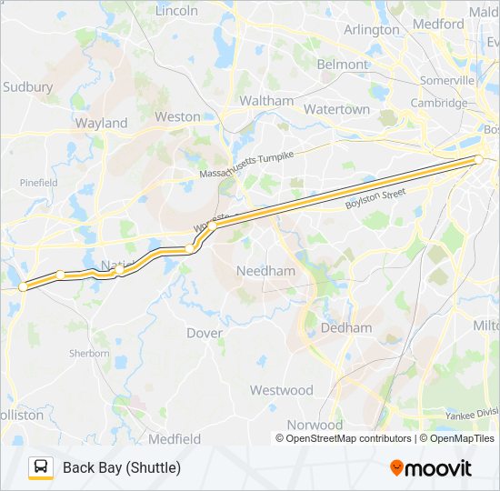 WORCESTER LINE SHUTTLE Bus Line Map