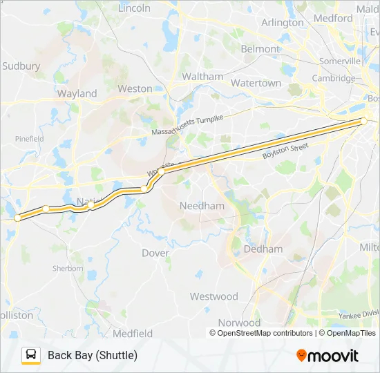 WORCESTER LINE SHUTTLE Bus Line Map