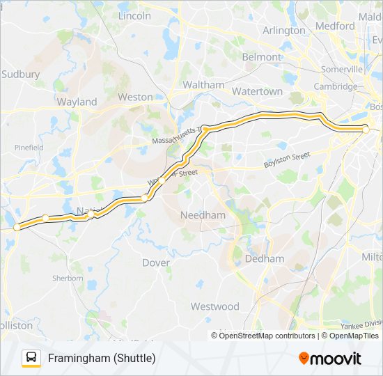 WORCESTER LINE SHUTTLE Bus Line Map