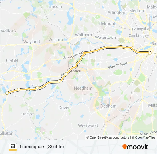 WORCESTER LINE SHUTTLE Bus Line Map