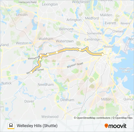 WORCESTER LINE SHUTTLE Bus Line Map