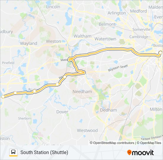 WORCESTER LINE SHUTTLE Bus Line Map