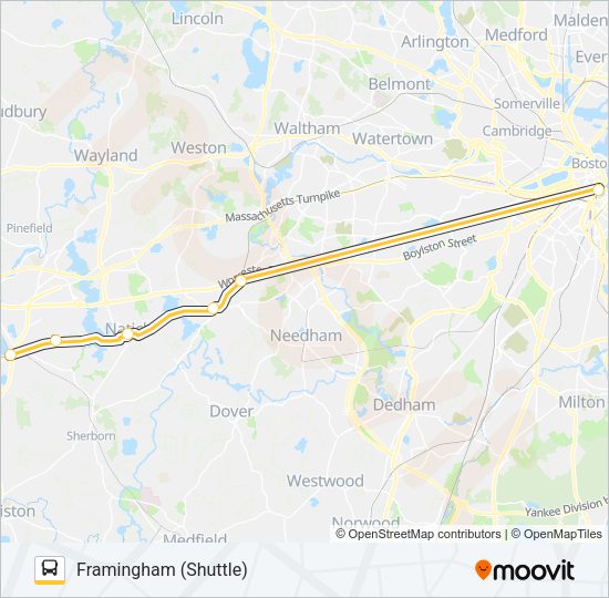 WORCESTER LINE SHUTTLE Bus Line Map