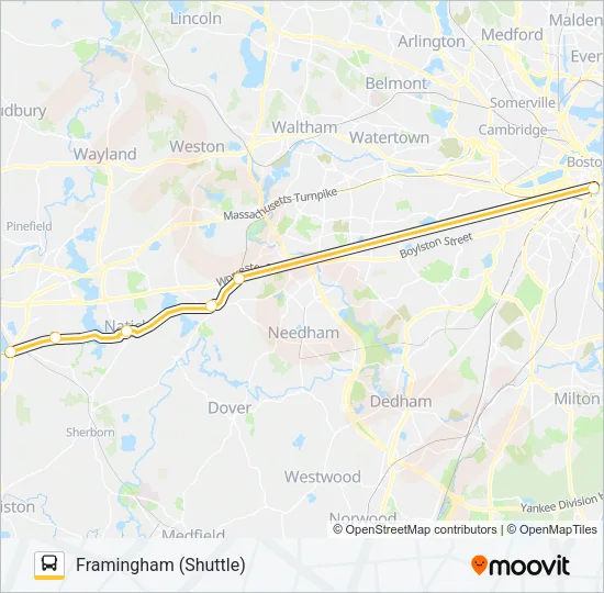 WORCESTER LINE SHUTTLE Bus Line Map