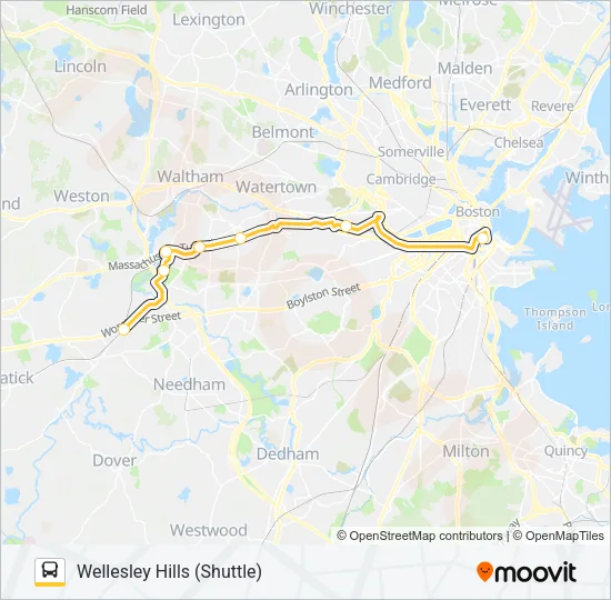 Mapa de WORCESTER LINE SHUTTLE de autobús