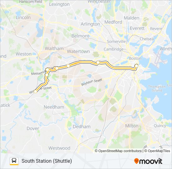 WORCESTER LINE SHUTTLE Bus Line Map