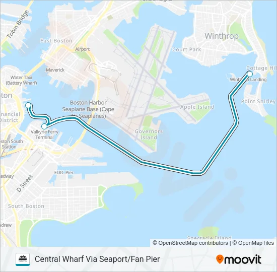 WINTHROP/QUINCY FERRY Ferry Line Map