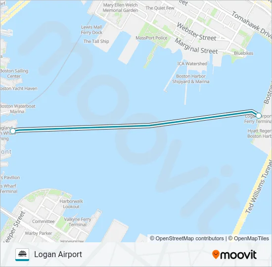 WINTHROP/QUINCY FERRY Ferry Line Map