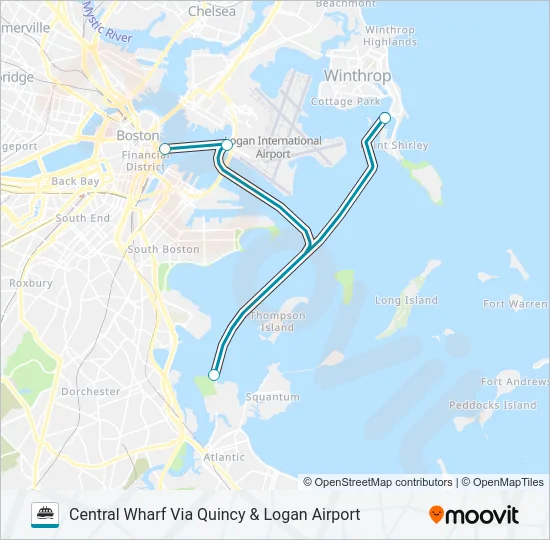 WINTHROP/QUINCY FERRY Ferry Line Map