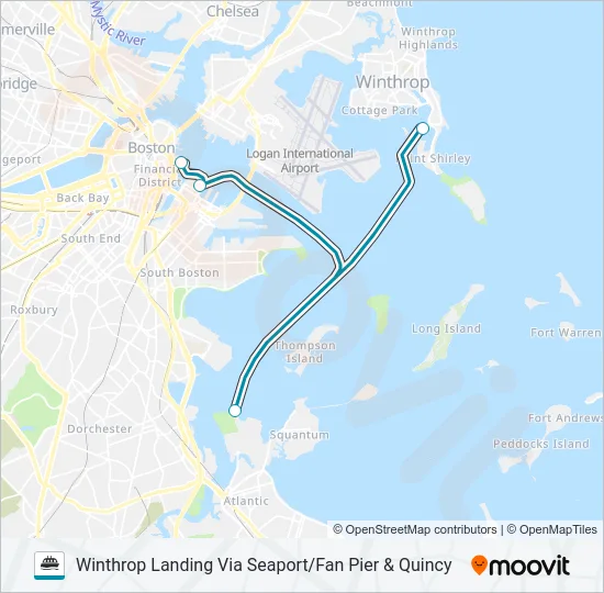 WINTHROP/QUINCY FERRY Ferry Line Map
