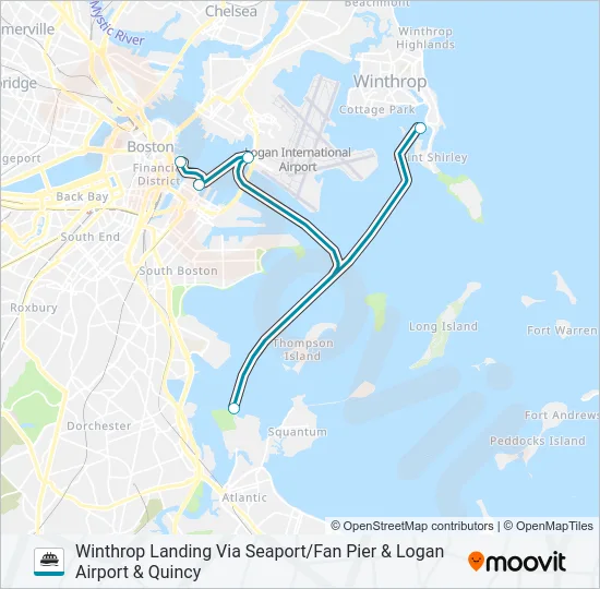 WINTHROP/QUINCY FERRY Ferry Line Map
