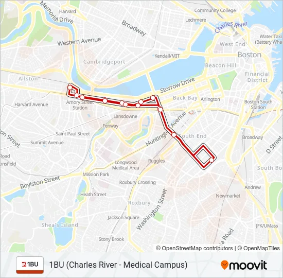 1BU Bus Line Map