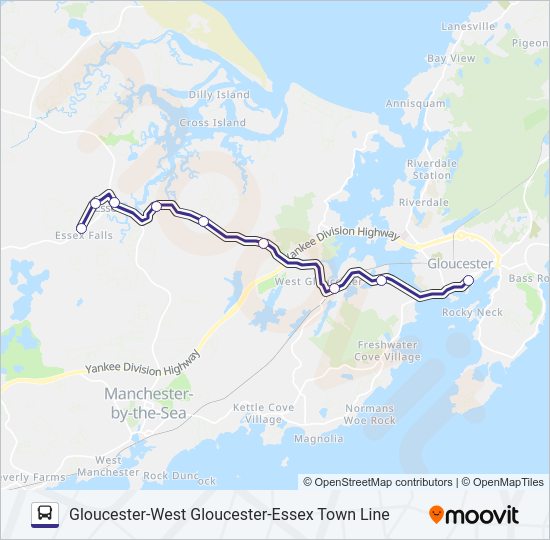 GLOUCESTER - WEST GLOUCESTER - ESSEX Bus Line Map