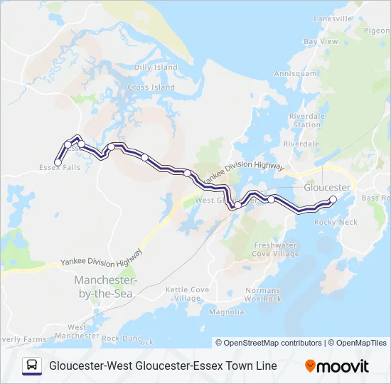 GLOUCESTER - WEST GLOUCESTER - ESSEX Bus Line Map