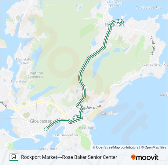 GLOUCESTER - ROCKPORT VIA EASTERN AVE Bus Line Map