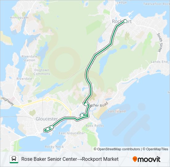 GLOUCESTER - ROCKPORT VIA EASTERN AVE Bus Line Map